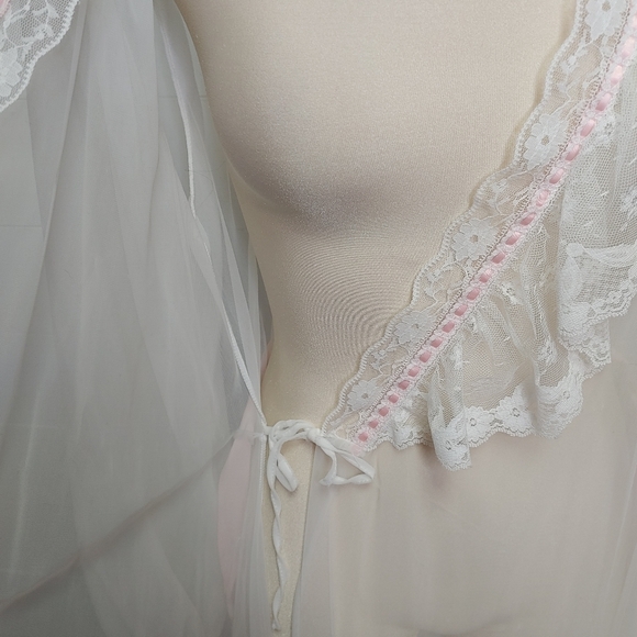 Vintage Slumber Suzy White Sheer Peignoir Size M - Picture 11 of 16